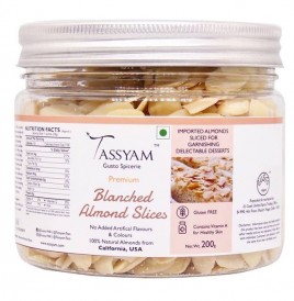 Tassyam Blanched Almond Slices   Jar  200 grams